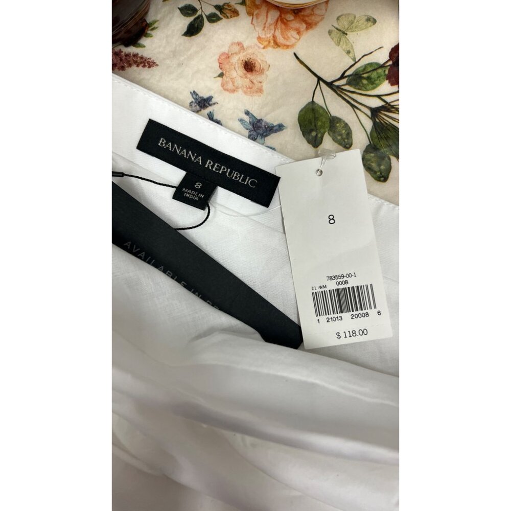 Banana Republic White One-Shoulder Dress Size 8 Back Tie Lined Side Zipper - Picture 3 of 4